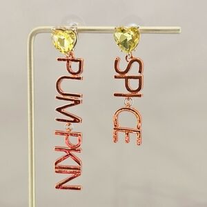 Betsey Johnson Pumpkin Spice Earrings Orange Yellow Hearts Fall Autumn Halloween